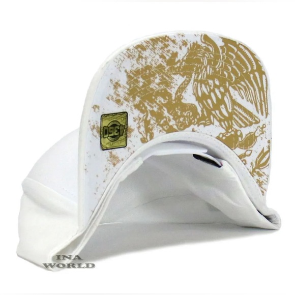 Mexican Hat Mexico Metallic Brass Eagle Logo Snapback Flat Bill Baseball Cap - Picture 8 of 8